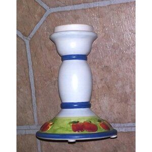 Yankee Candle-Holder by Michael Sparks embossed Apples 3D ceramic 5"x4" white